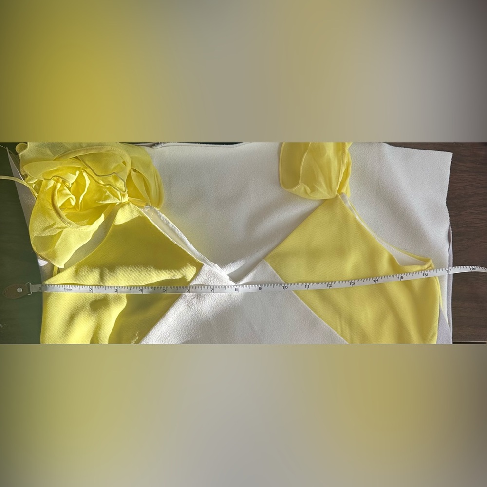 SOLD- NWT Zara Ruffle Strap TankTop Womens Size Small Yellow White Gray Blouse - Picture 9 of 9